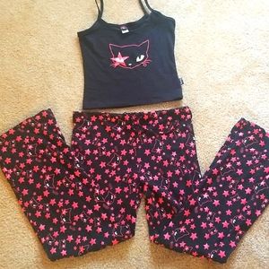 NEW! Y2k hot topic vintage emo kitty Emily The Strange pajama set PJs XS/ S